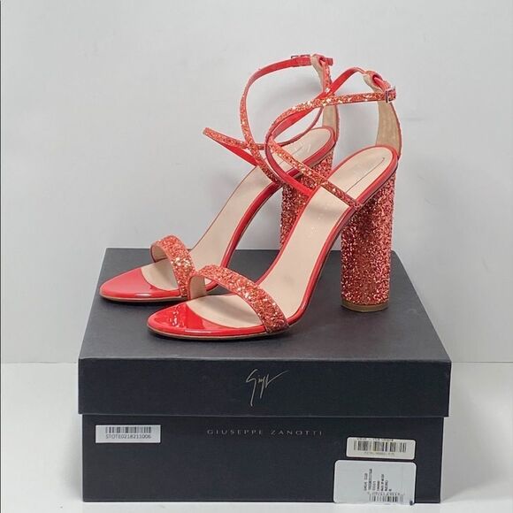 Giuseppe Zanotti Block-Heel Glitter Sandals size 38 - Picture 7 of 12